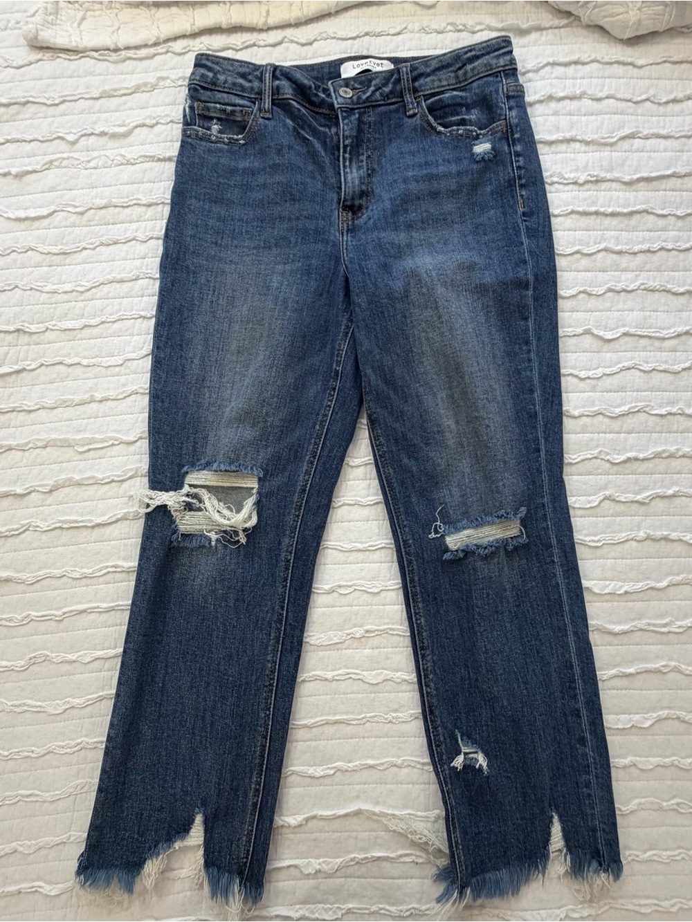 Lovervet by Vervet Women’s Jeans Size 29 Distressed Raw Hem Stretch Denim Blue